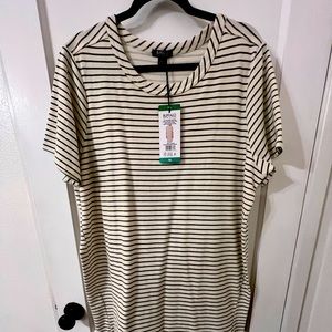 NWT. Cream w/ army green striping.Dress hits just above the knee.